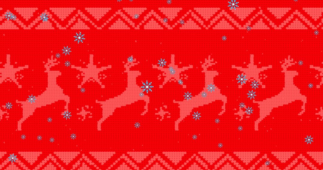 Festive Red Christmas Knit Pattern with Falling Snowflakes