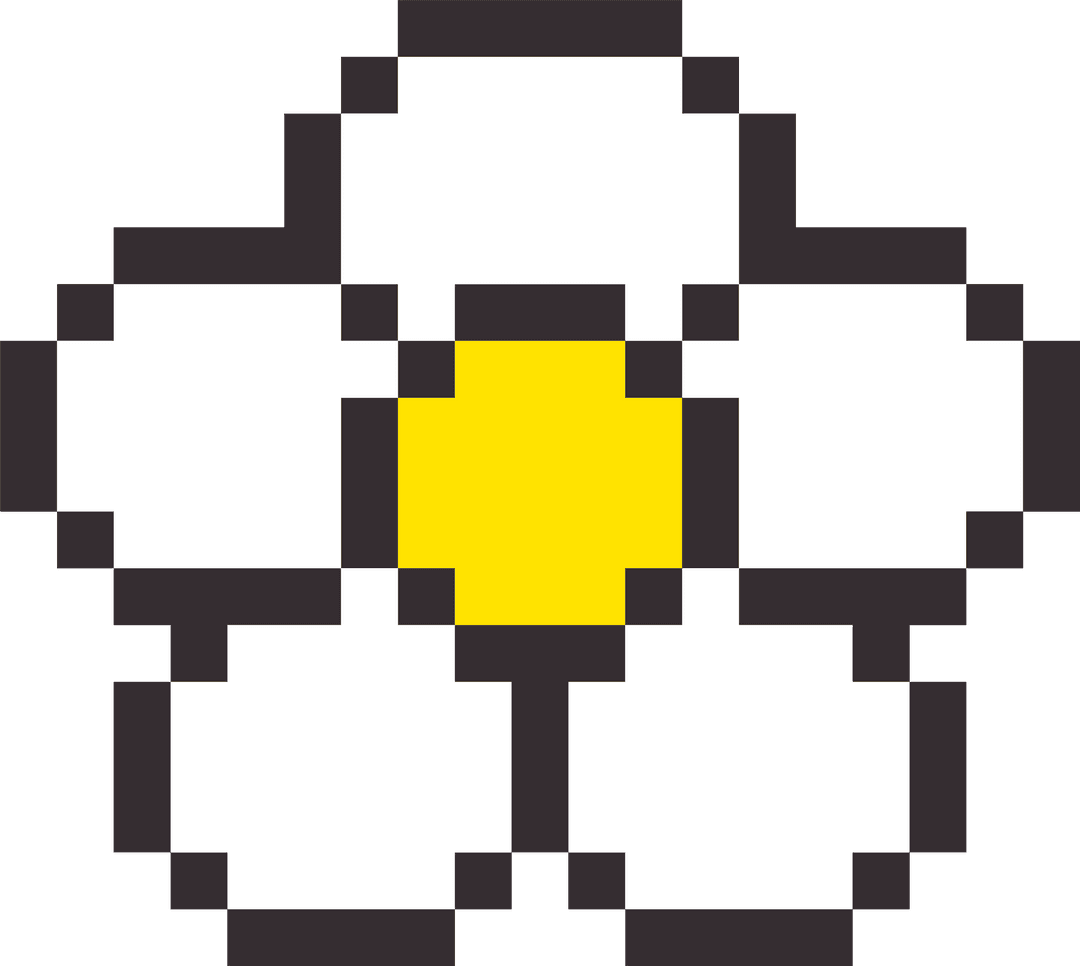 Minimalist Pixel Flower with Transparent Background Retro Style