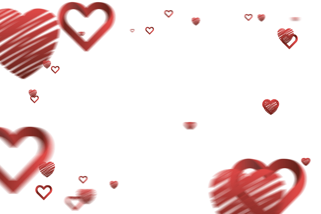 Red Transparent Hearts in Digital Falling Pattern