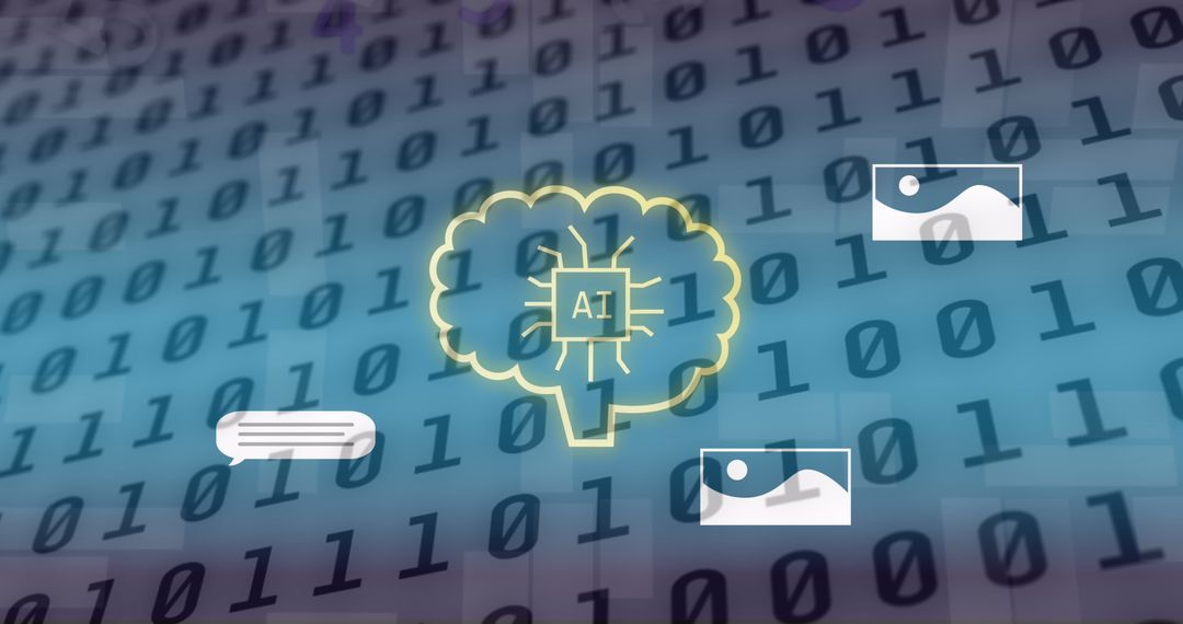 Conceptual AI Interface with Binary Coding Background - Free Images, Stock Photos and Pictures on Pikwizard.com