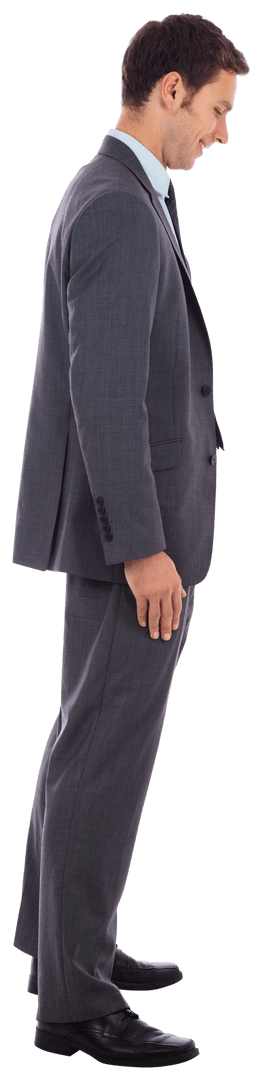 Transparent Side View Businessman Smiling with Positivity