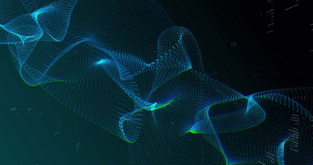 Flowing Wave of Digital Connections with Dark Background