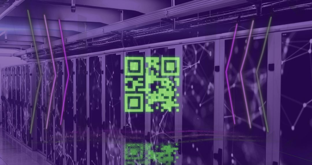 Advanced QR Code with Digital Data Processing Servers Background - Free Images, Stock Photos and Pictures on Pikwizard.com