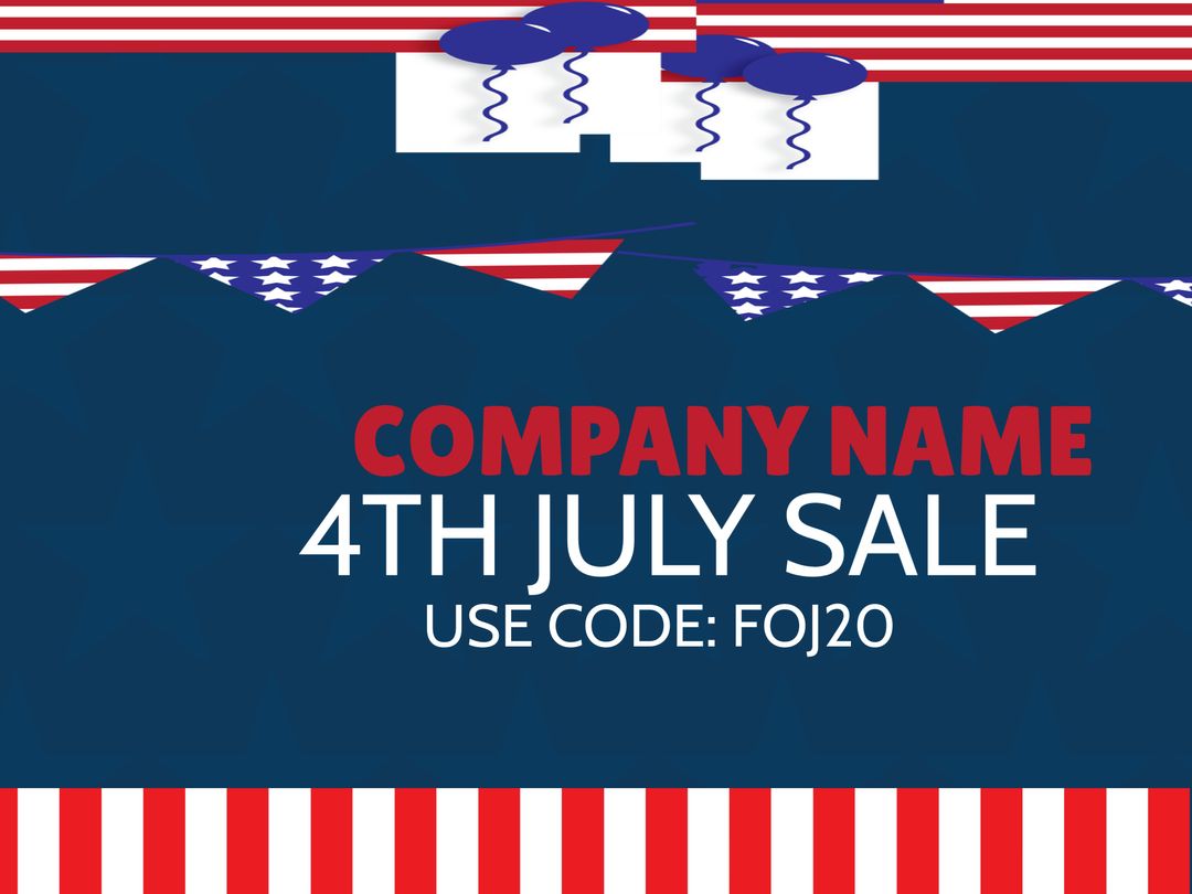 Patriotic Independence Day Sale Banner with Discount Code