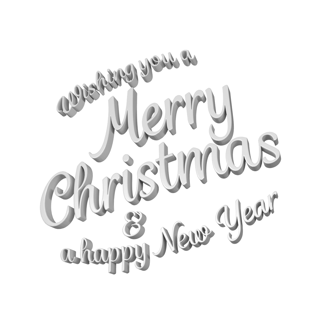Merry Christmas Greeting Text on Transparent Background