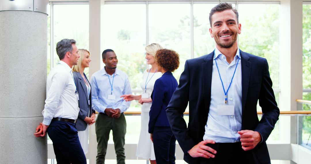 Confident Businessman Smiling at Corporate Meeting with Diverse Team - Free Images, Stock Photos and Pictures on Pikwizard.com