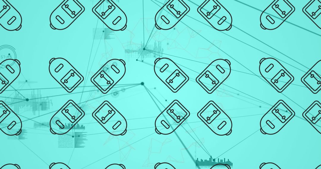 Digital Education Network with Floating Backpack Icons
