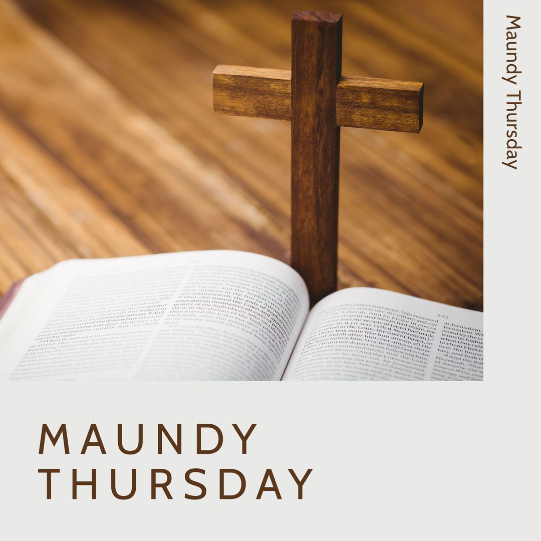 Maundy Thursday Cross with Open Bible Symbolizing Faith