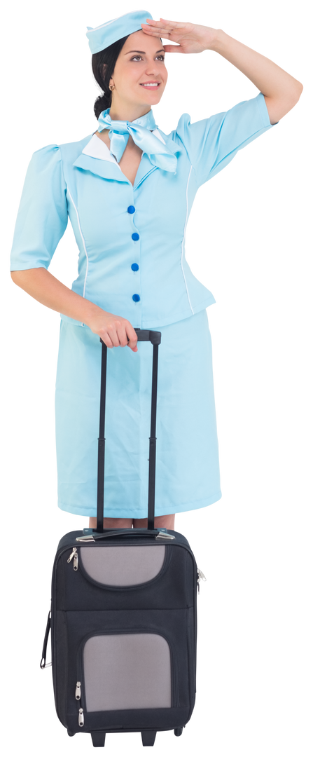 Transparent Smiling Air Hostess in Uniform Holding Travel Suitcase - Download Free Stock Images Pikwizard.com