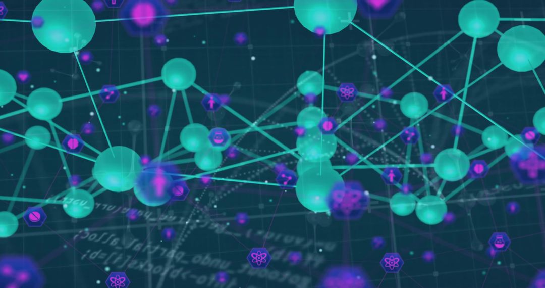 Abstract Neon Connectivity Web with Digital Spheres and Lines