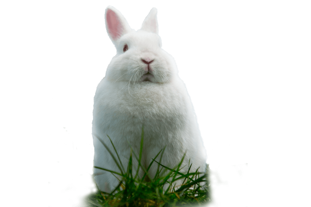 Transparent Image of White Rabbit Standing in Grass