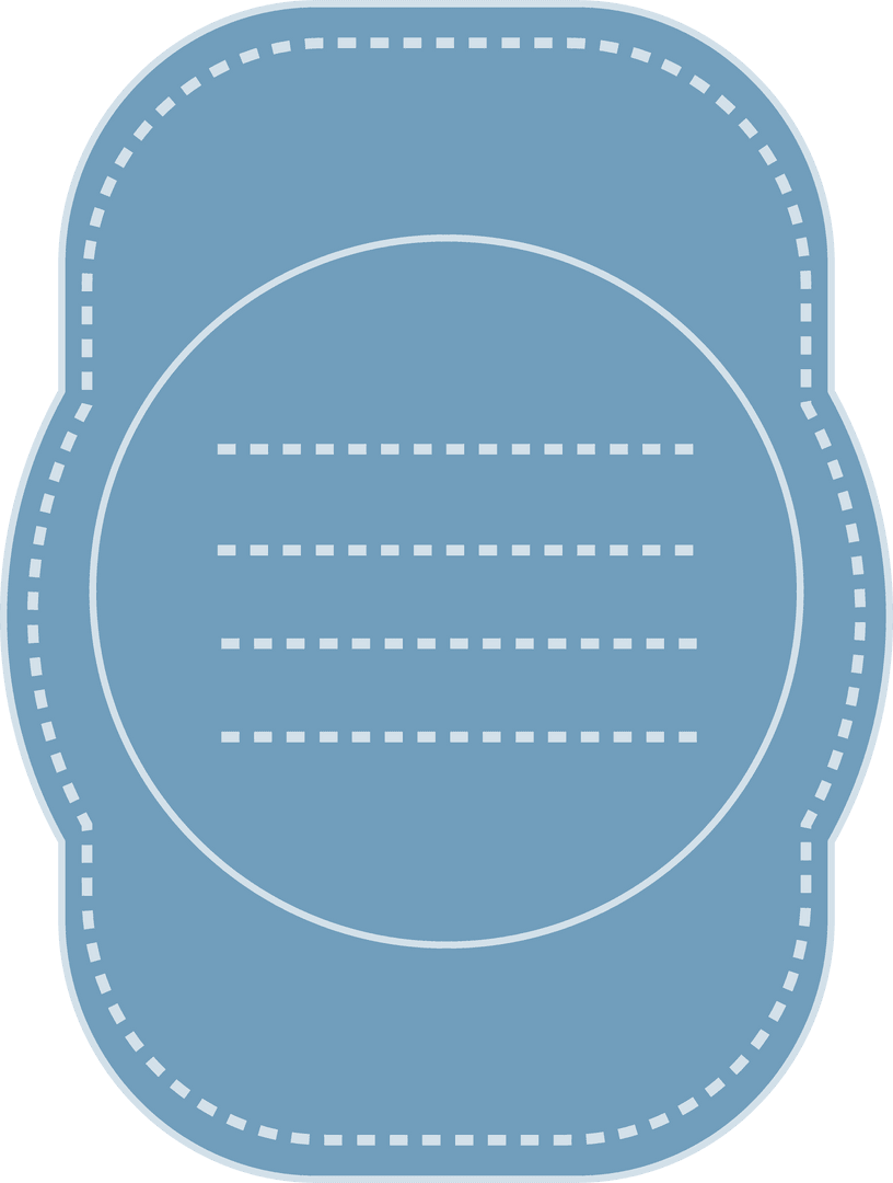 Blue Name Tag Vector with Dotted Lines on Transparent Background