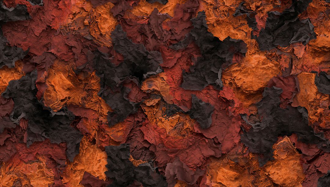 Crumpled Texture with Rusty Orange and Red Hues