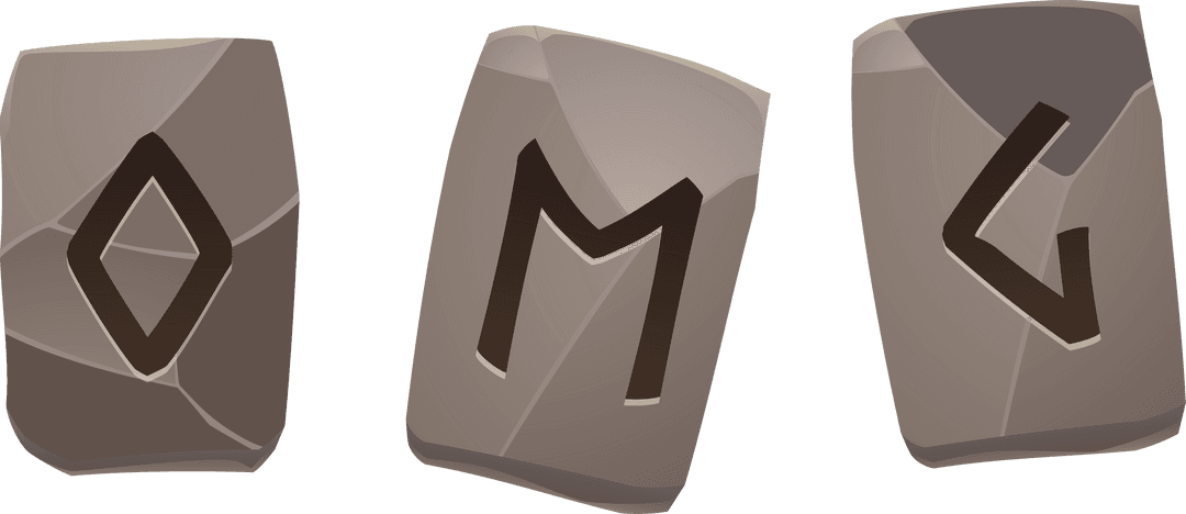 Floating Mystical Ancient Runestones with Letter Carvings Transparent