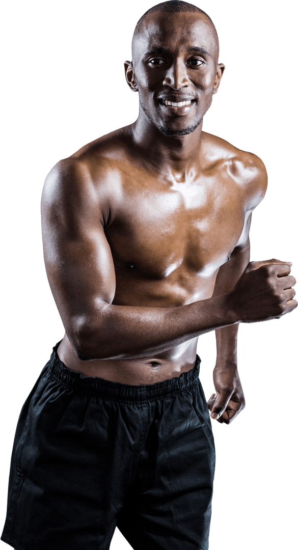 Transparent Athletic Man Smiling While Running