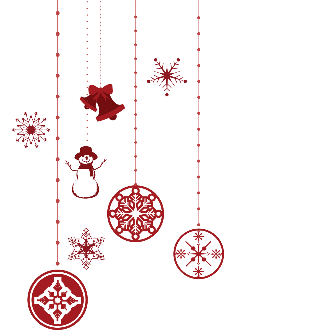 Red Christmas Decorations Ornaments on Transparent Background