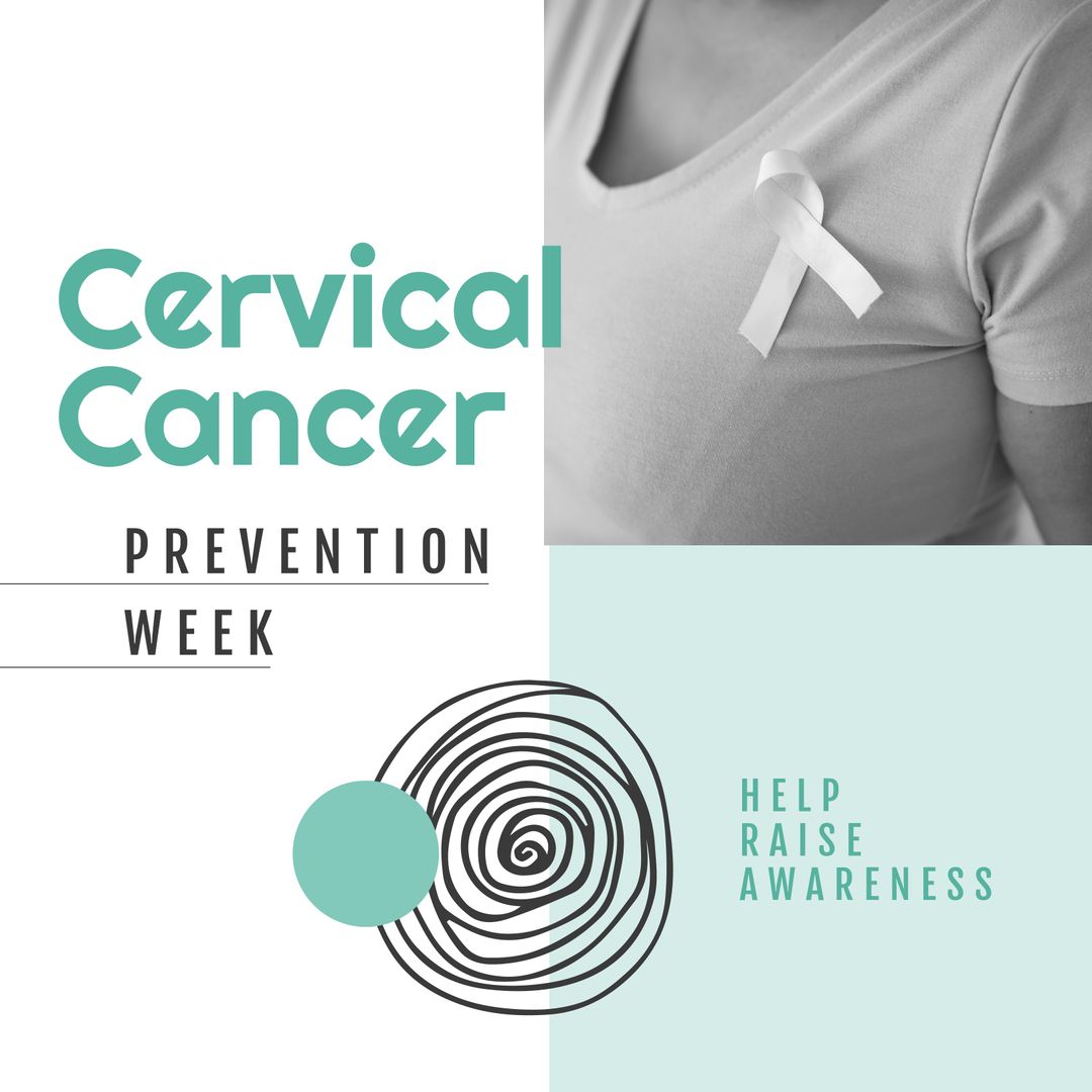 Cervical Cancer Awareness Week Encouragement Graphic with Ribbon Symbol