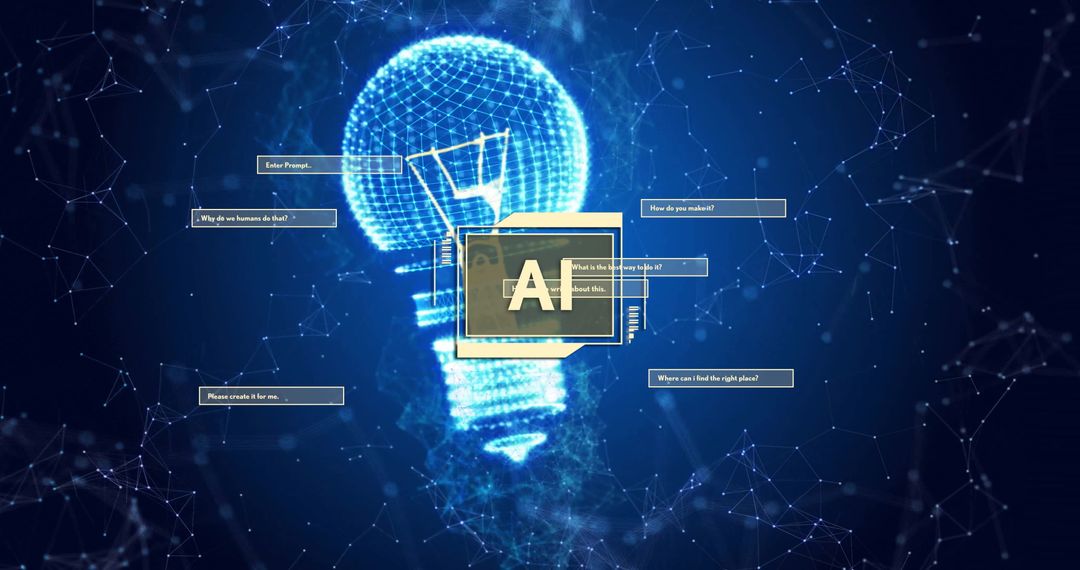 AI Interface with Digital Light Bulb Overlays Communication