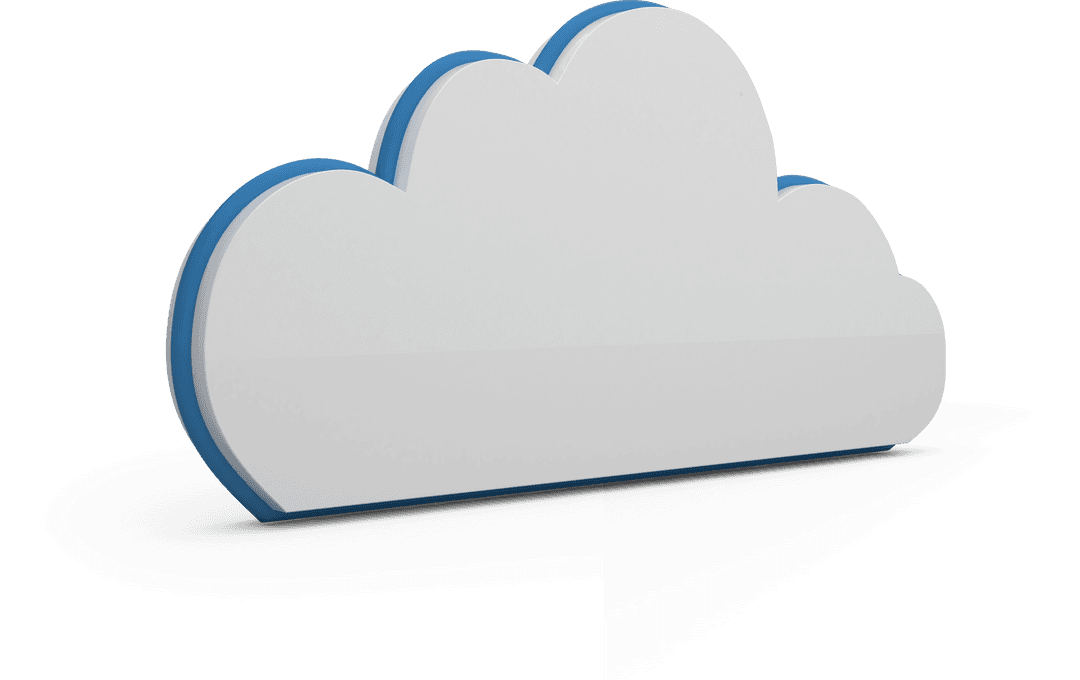 Stylized Transparent Cloud Computing Icon with Blue Outline