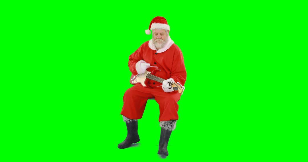 Santa Claus Playing Guitar on Green Background, Festive Holiday Scene - Free Images, Stock Photos and Pictures on Pikwizard.com