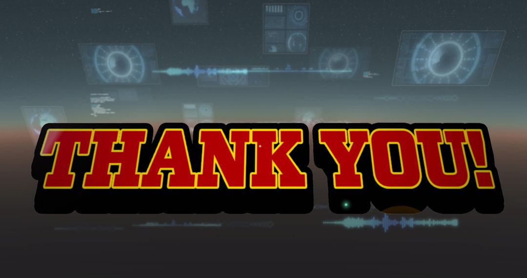 Futuristic Thank You Message with Digital Interface Elements