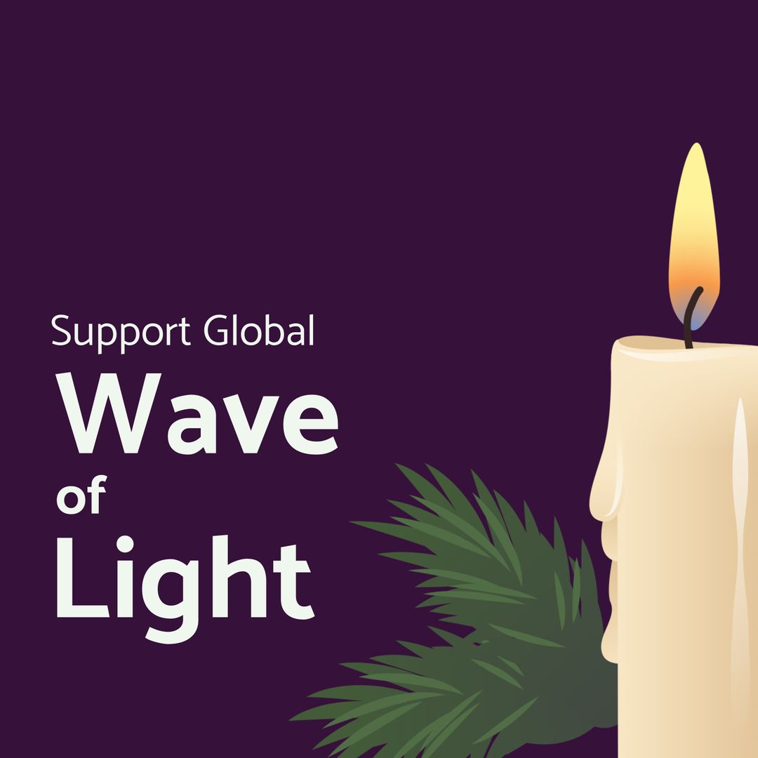 Candle Illustration with Wave of Light Support Message