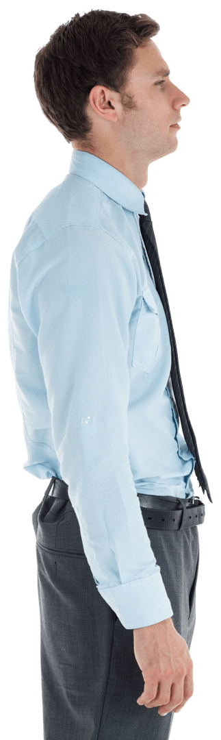 Transparent Side View of Pensive Businessman in Formal Attire