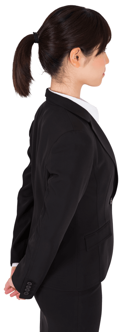 Asian Businesswoman Standing Side View on Transparent Background