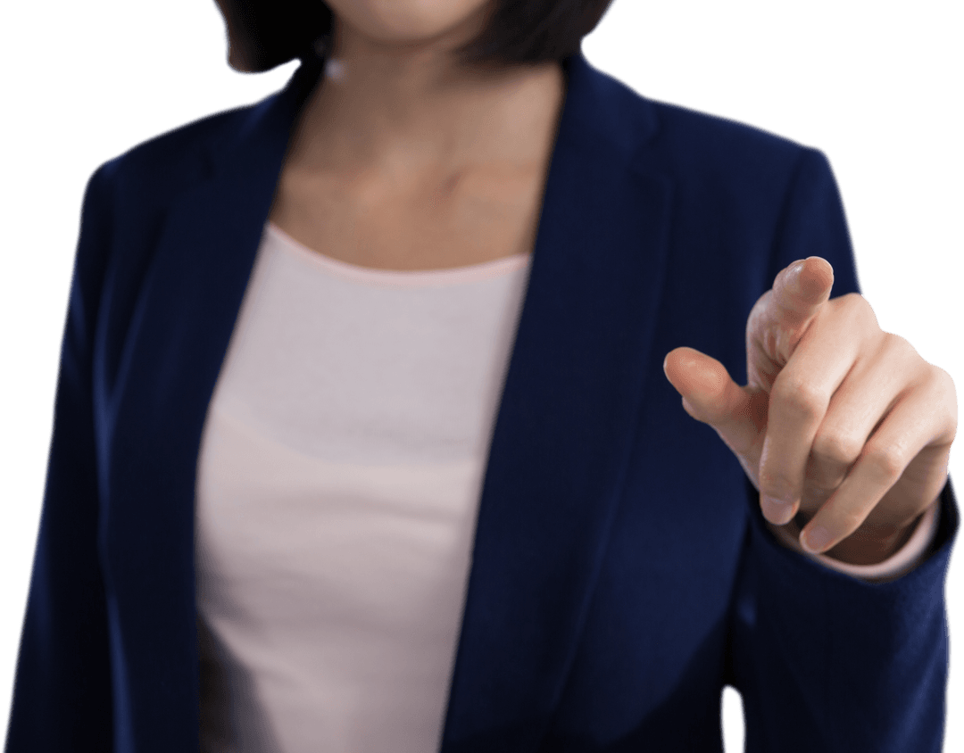 Transparent Interaction by Businesswoman on Invisible Screen