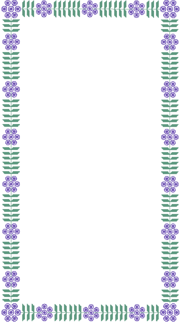 Transparent Botanical Frame with Ferns and Purple Flowers