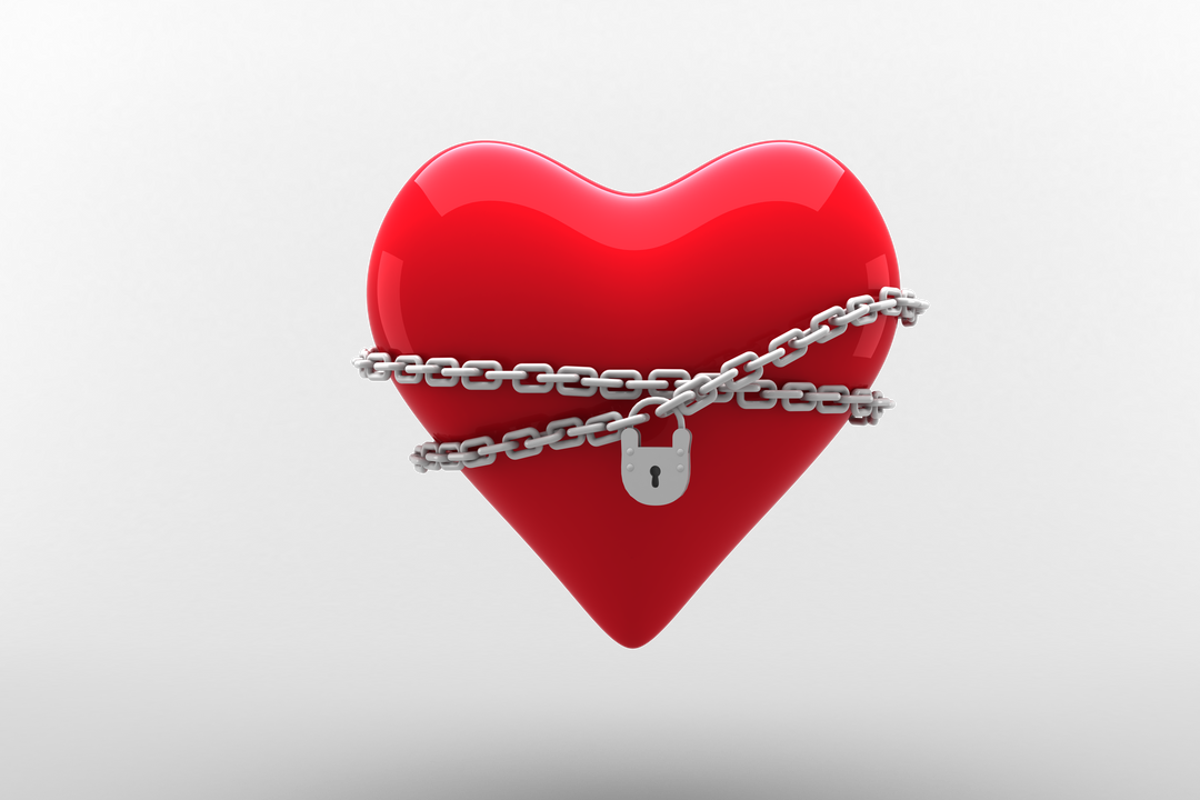 Heart Wrapped in Chains and Lock with Transparent Background, Symbolic Illustration - Download Free Stock Images Pikwizard.com