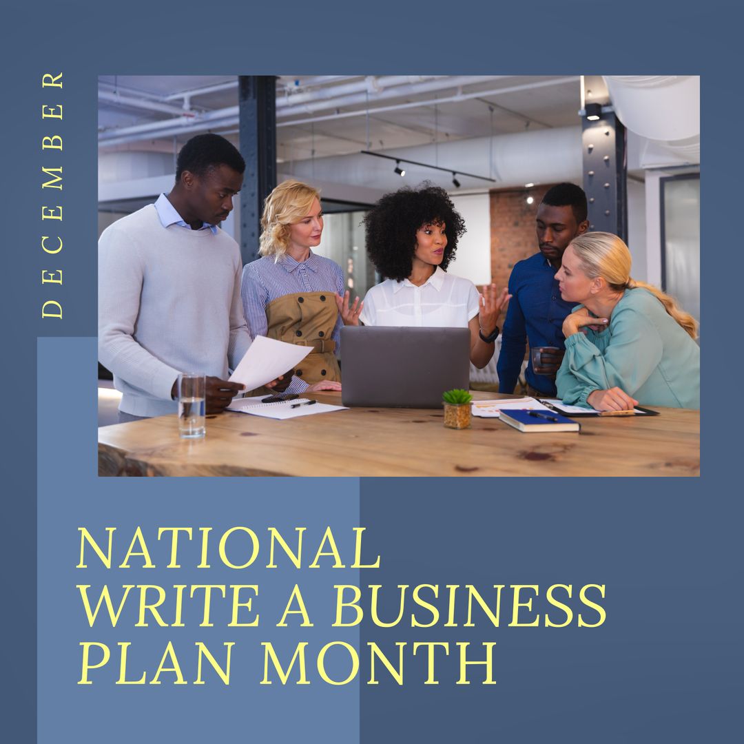Diverse Team Collaborating for National Write a Business Plan Month