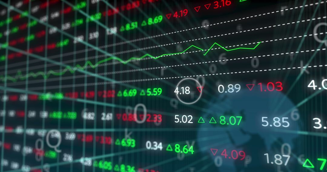 Global Financial Trading Data Display on Digital Screen