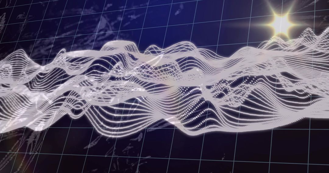 Futuristic Digital Mesh Wave on Grid Map Background
