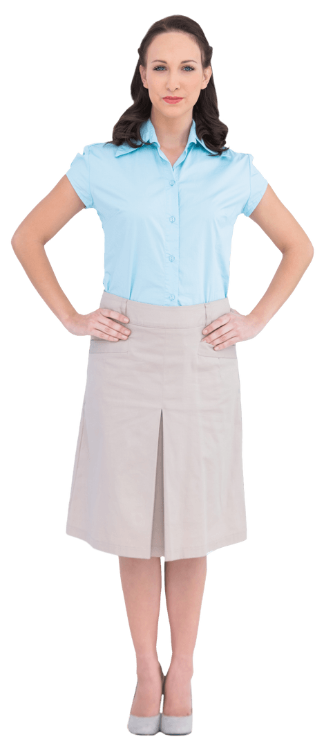 Confident Caucasian Businesswoman Standing on Transparent Background Isolated