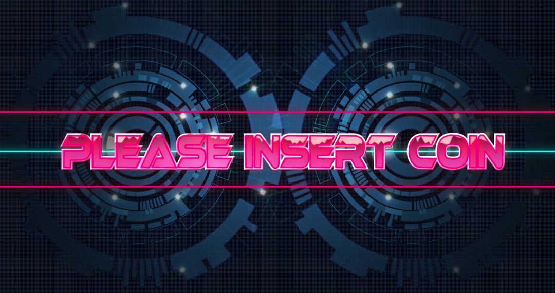 Retro Futuristic Please Insert Coin Arcade Screen