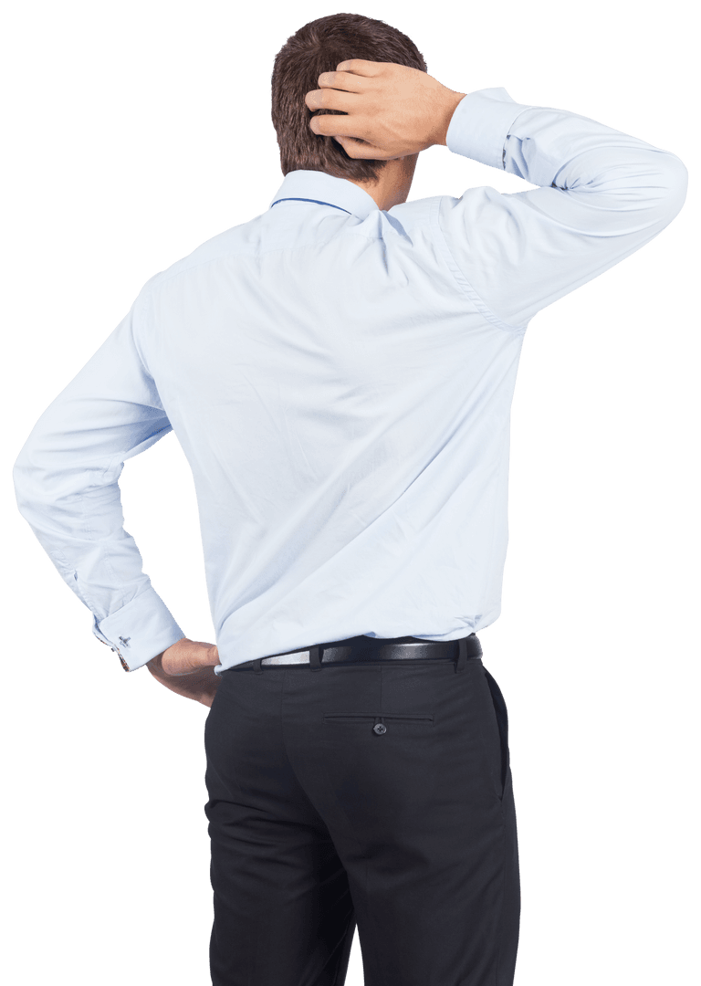 Businessman Standing Back View on Transparent Background