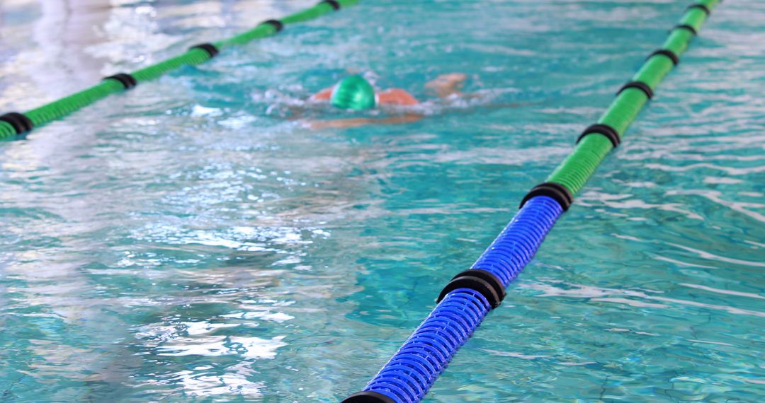 Person Swimming Laps in Indoor Pool with Lane Dividers - Free Images, Stock Photos and Pictures on Pikwizard.com