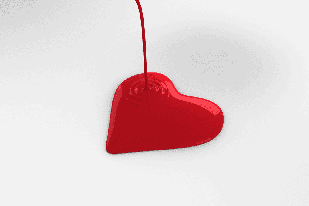 Heart Icon with Melting Effect on Transparent Background