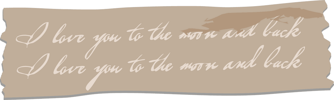 Stylized Beige Card with Romantic Cursive Text on Transparent Background