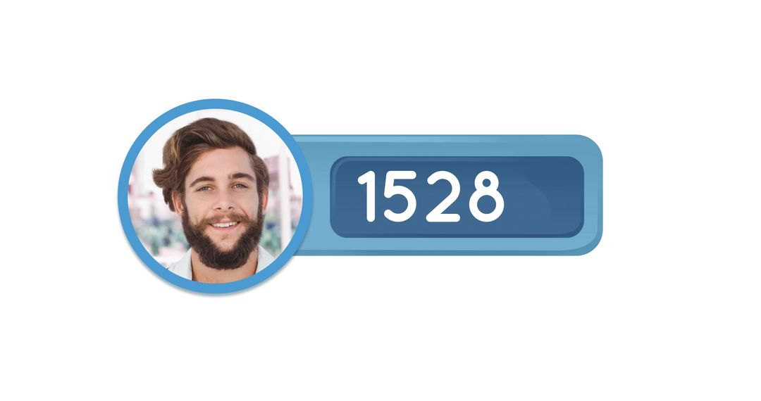 Smiling Man with Beard and Profile Icon Highlighting Number