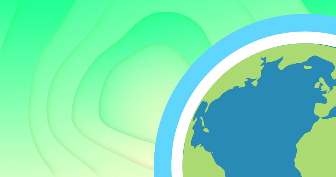 Globe Icon on Green Background Representing Ecology and Technology