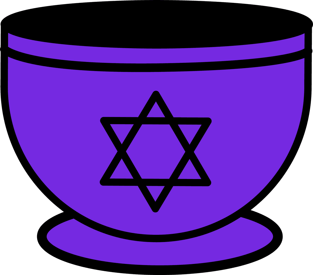 Minimalist Purple Bowl Icon with Star of David, Transparent Background