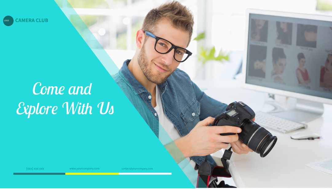 Photography Enthusiast with Camera Promoting Creativity