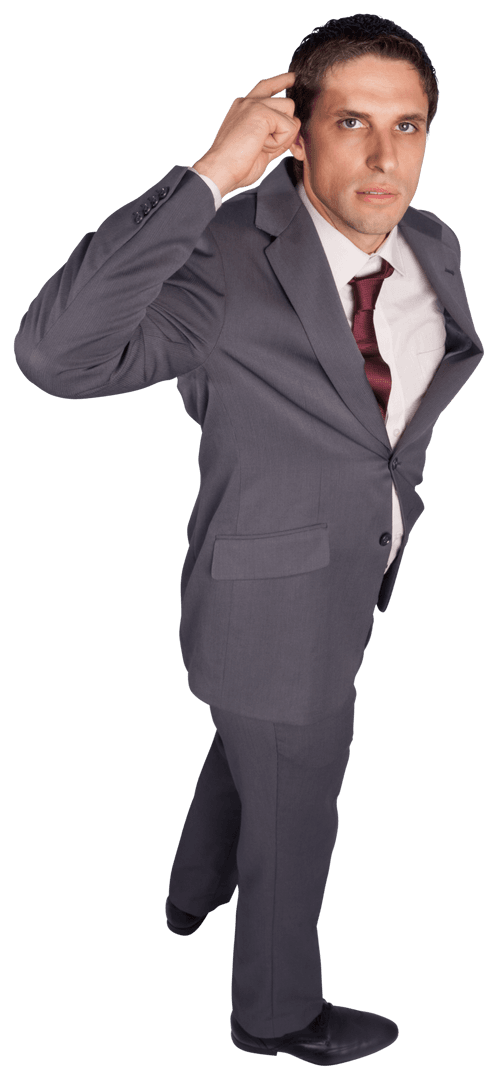 Thinking Businessman Scratching Head Transparent Background