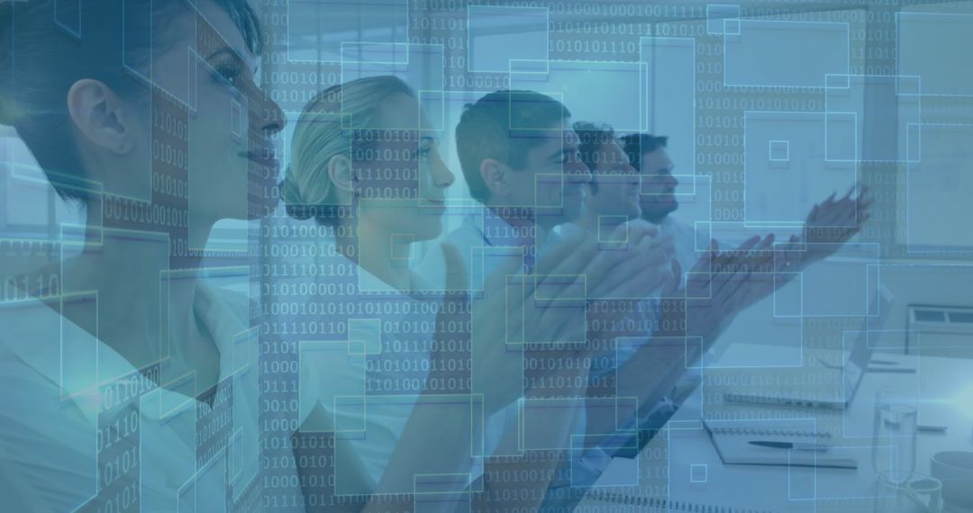 Business Professionals Applauding in Digital Environment