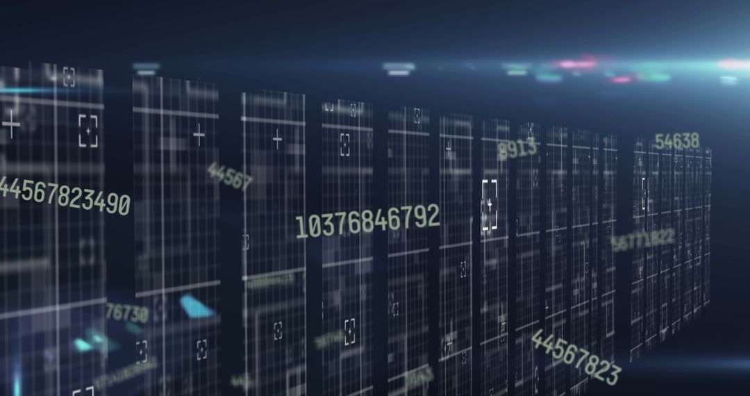 Futuristic Digital Servers with Data Flowing in Blue Light