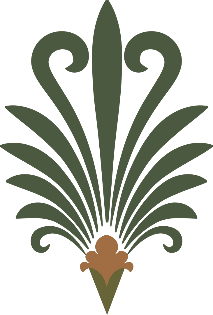 Symmetrical Ornate Botanical Motif with Transparent Background