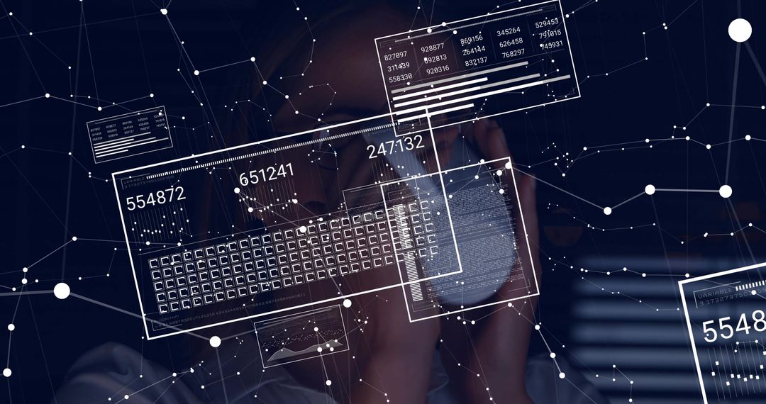 Businesswoman Analyzing Digital Data Through Multimedia Interface