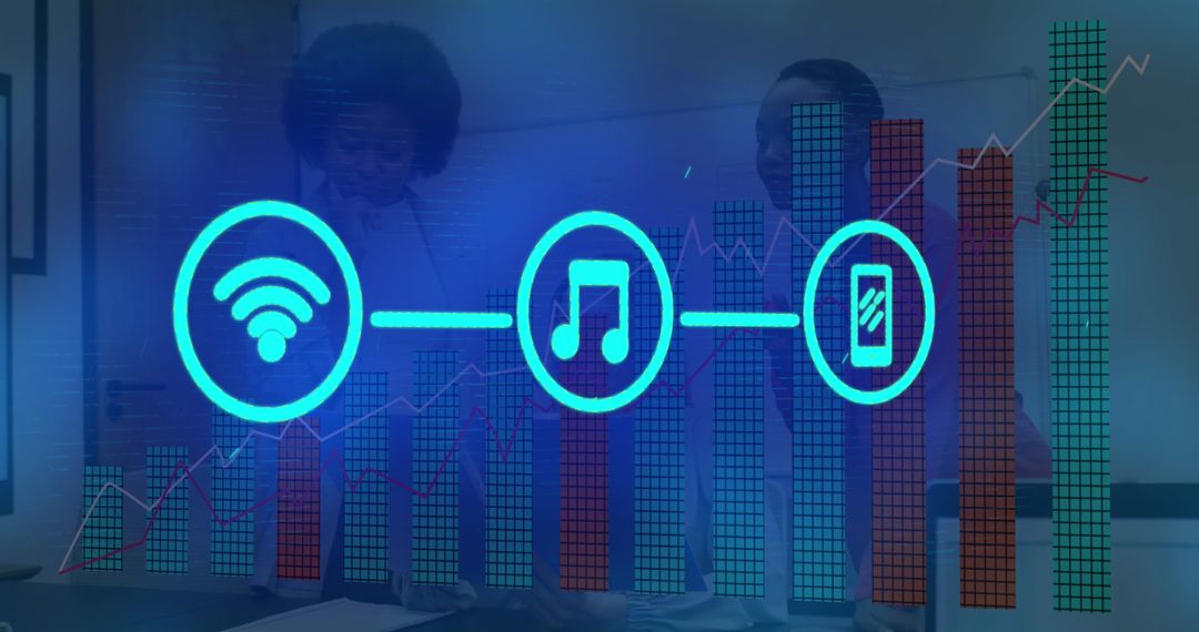 Diverse Businesswomen Collaborating with Digital Data Overlay